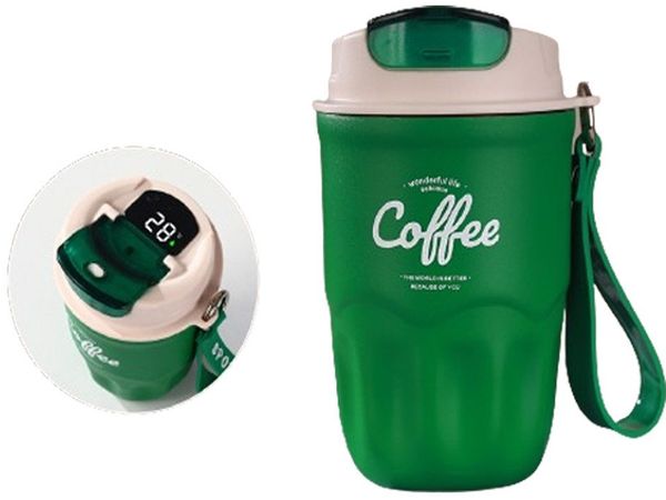 Minicloss Thermobecher 360ml Thermobecher Edelstahl, Kaffeebecher to go Thermo, mit Deckel Auslaufsicher, Intelligente Temperaturanzeige Isolierbecher