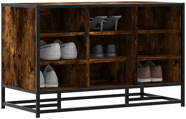 vidaXL Schuhbank Räuchereiche 84x40x53,5 cm Holzwerkstoff und Metall 849231
