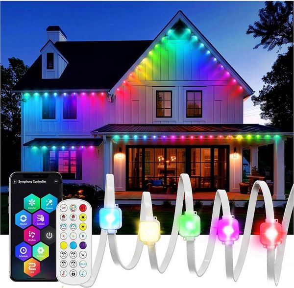 Sunicol LED Stripe Smart RGBIC Wasserdicht Permanente Außenbeleuchtung, 15M/30M/45M, Musik Sync, Timer, APP & Fernsteuerung LED Strip für Garten, Party
