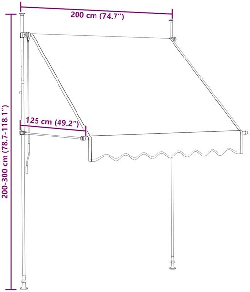 vidaXL Einziehbare Markise Handbetrieben 200 cm Anthrazit 143688 Bild 8