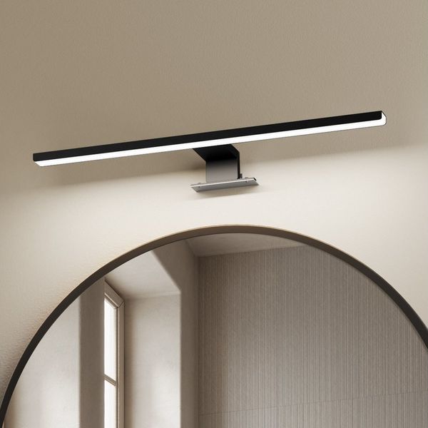 EMKE Spiegelleuchte LED L: 40cm 8W IP44 Wandlleuchte Badezimmer Wohnzimmer, LED fest integriert, Kaltweiß, Neutralweiß, Chrom oder Schwarz