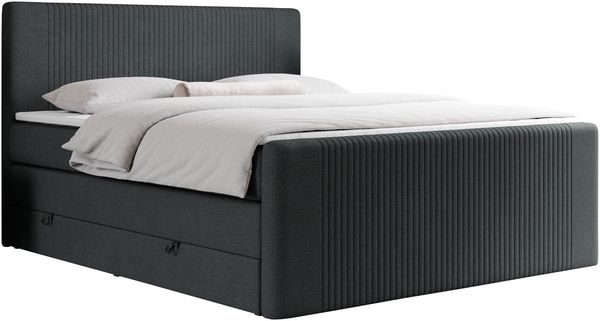 Boxspringbett KING DOREN, mit zwei Bettkästen und einer Multipocket-Matratze - 180x200 - Dunkelgrau Stoff - H3 Bild 4