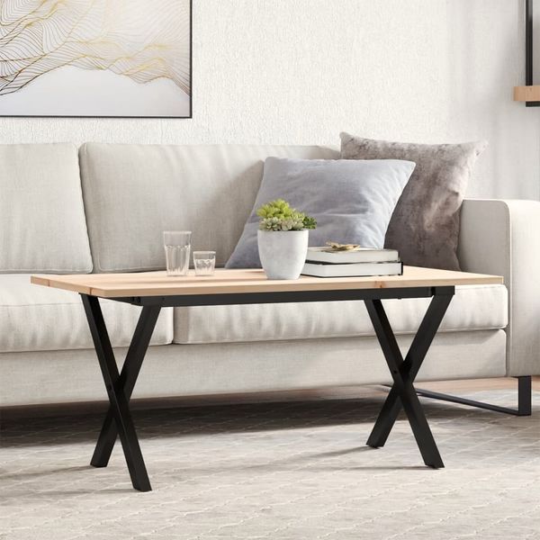 vidaXL Couchtisch X-Gestell 90x40x45cm Massivholz Kiefer und Stahl 3282686