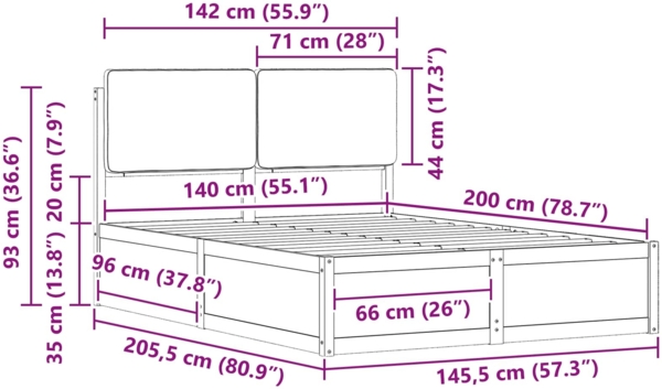 vidaXL Bettgestell mit gepolstertem Kopfteil Hellgrau 140 x 200 cm 3398159 Bild 10
