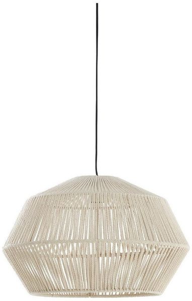 Light & Living Pendelleuchte DEYA, 1-flammig, Creme, Metall, Baumwollgarn, ohne Leuchtmittel, Ø 49 x H 30 cm