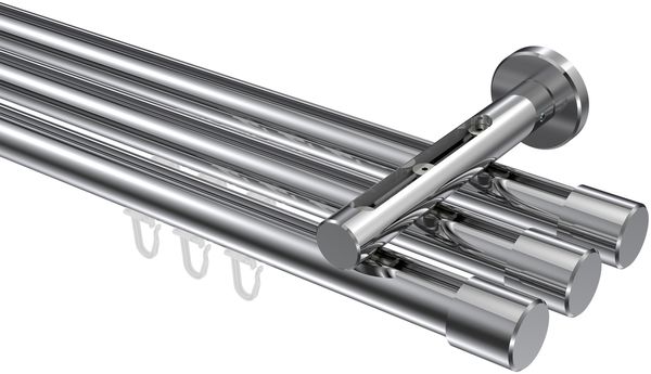 Innenlauf-Gardinenstangen-Set Siteno Santo 100 cm, 3-läufig, 20 mm Ø Chrom