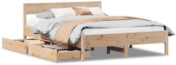 vidaXL Massivholzbett ohne Matratze 140x190 cm Kiefernholz 3301761