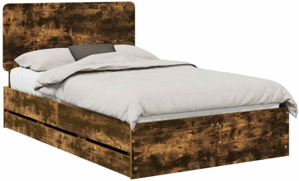 vidaXL Bettrahmen Geräucherte Eiche 120 x 200 cm Ingenieurs Holz 3412620