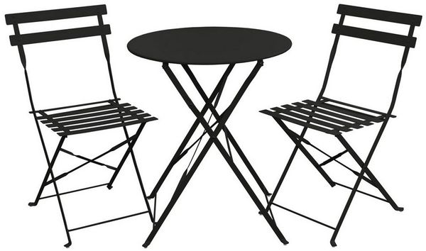 SVITA Balkonset BERLIN, (Set, 3-tlg, Bistro-Set), Tisch mit 2 Stühlen, Klappbar, Pflegeleicht, Witterungsbeständig