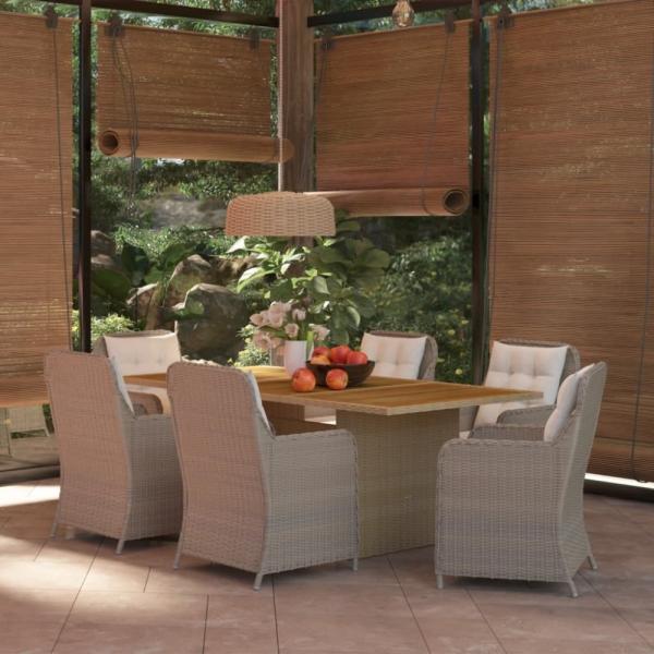 vidaXL 7-tlg. Garten-Essgruppe Poly Rattan Braun 3059471