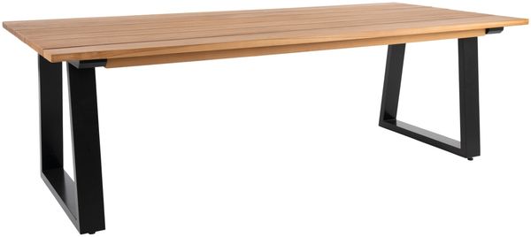 Gartenesstisch Laurion aus Aluminium und Teak, modern, naturfarben und schwarz, 230x100 cm, für 8–10 Personen