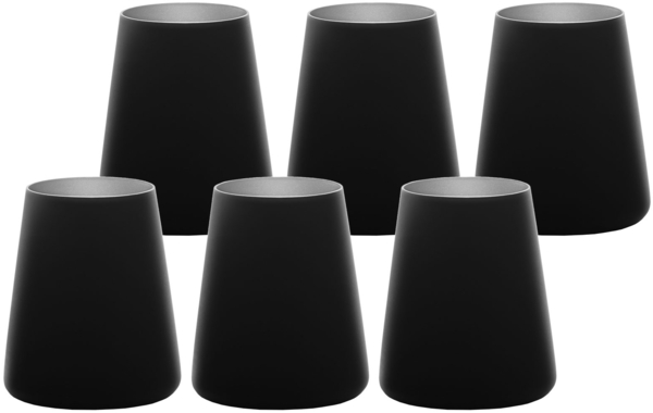 Stölzle Lausitz POWER Becher 380 ml schwarz-silber 6er Set