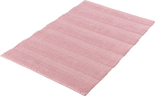 Kleine Wolke Badematte Tikka, Höhe 5 mm, rutschhemmend beschichtet, fußbodenheizungsgeeignet, Baumwolle, rechteckig, Badteppich, Uni-Farben, gestreift, Hoch-Tief Effekt