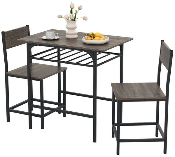 COSTWAY Essgruppe, (3-tlg), 2 stühle mit tisch, Holz, Küchentisch für 2 Personen