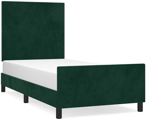 Einzelbettgestell Design für Erwachsene ohne Matratze Dunkelgrün 90x190 cm Samt d4801e