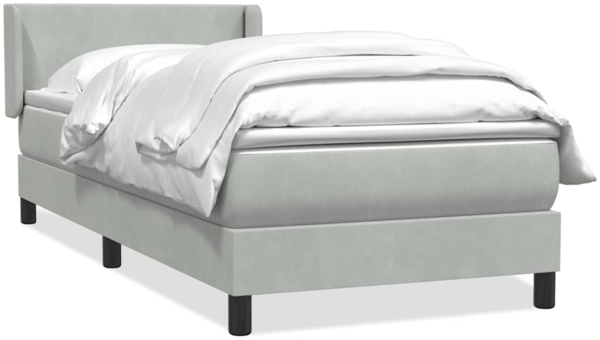 vidaXL Boxspringbett mit Matratze Hellgrau 80x210 cm Samt 3317925