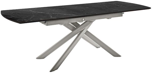 Kulissen-Esstisch >VANINO< ausziehbar 230cm, schwarz marmoriert, Keramik - 180/230x76x90cm BxHxT