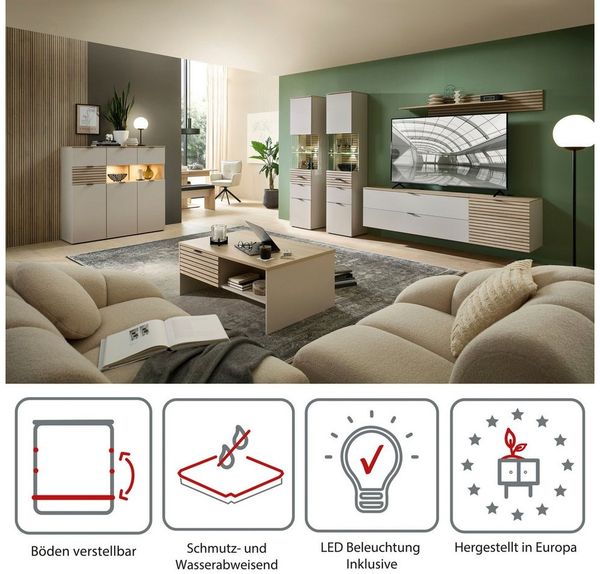 Innostyle Highboard INA - Esszimmer & Wohnzimmer in Kaschmir-Riva Eiche Bild 4