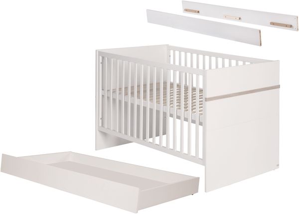 roba Kinderzimmerset 'Moritz' 3-teilig - Bett 70 x 140 - inkl. Bettkasten & Lattenrost - Weiß / Luna Elm