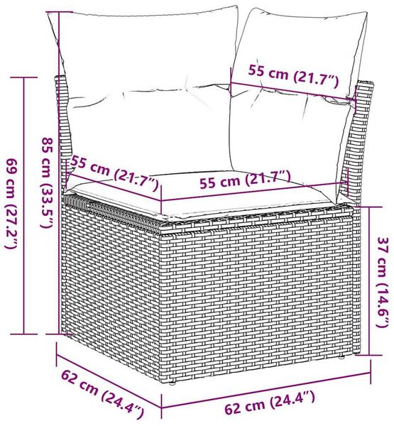 vidaXL 9-tlg. Garten-Sofagarnitur mit Kissen Braun Poly Rattan 3220602 Bild 11