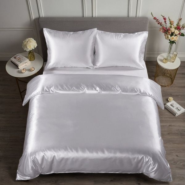 Cozyor Bettwäsche Satin glänzend 135x200, 155x200, 155x220, 200x200cm mit Reißverschluss, Satin, weiß Purity, 2 teilig, glänzend Satin, Bettbezug + Kissenbezug 80x80, besonders weich