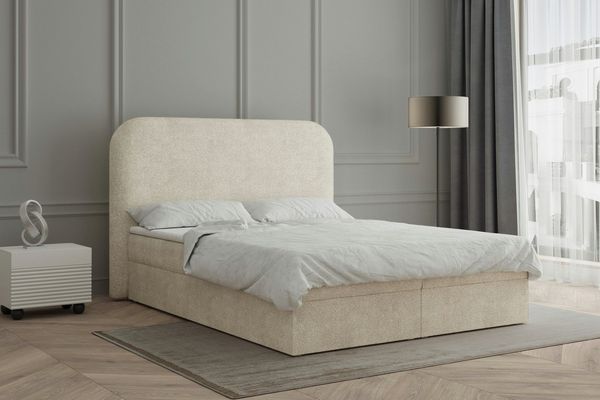 MOEBLO Boxspringbett aus Bouclé Bett 07 (Bonell, Topper, Doppelbett gepolstertes Kopfteil mit Bettkasten Boxspringbett, aus Boucle, Polsterbett Kontinentalbett, Polsterbett Kontinentalbett), Boxspring, (BxHxT):158/178/198x120x214cm