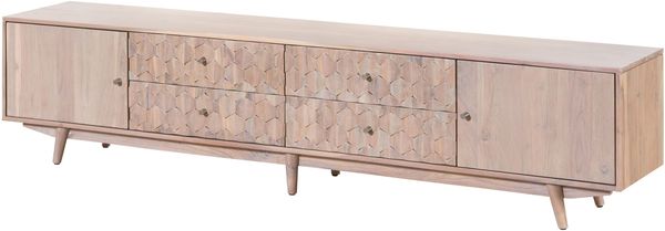TV-Board Akazie 220x40x49 weiß lackiert MOSAYK #220