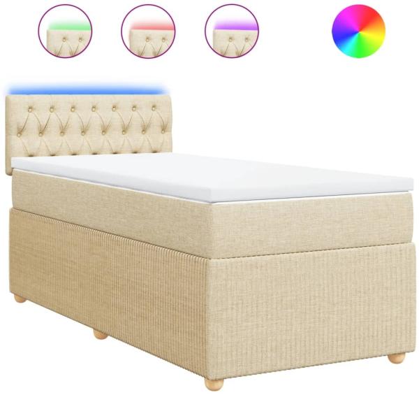 vidaXL Boxspringbett mit Matratze Creme 90x200 cm Stoff 3289651
