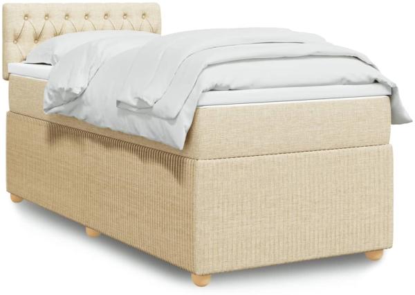 vidaXL Boxspringbett mit Matratze Creme 90x200 cm Stoff 3289651