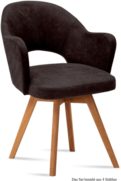 Armlehnstuhl (4er-Set) Dolly 59x87x61 Eiche geölt/Espresso