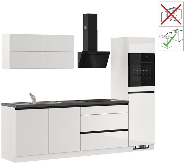 IMPULS KÜCHEN Küchenzeile "Hamburg", Ausrichtung wählbar, Schubkästen mit Soft-Close, vormontiert,wahlweise mit E-Geräten, Breite 280 cm