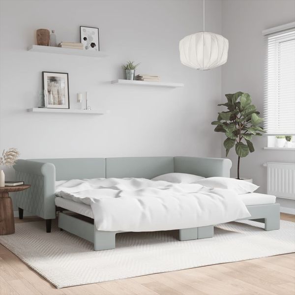 vidaXL Tagesbett Ausziehbar Hellgrau 100x200 cm Samt 3197778