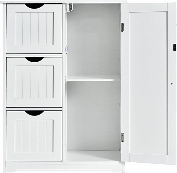 COSTWAY Badkommode, 3 Schubladen,mit verstellbarer Ablage,30 x 60 x 81 cm