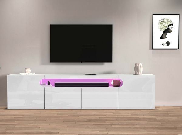 Home affaire Lowboard REAL TV-Möbel, 240 cm breit, 40/60 cm hoch, Hochglanz oder matt, Mit 4 Türen, davon 2 abgerundet, die ein ovales offenes Fach bilden