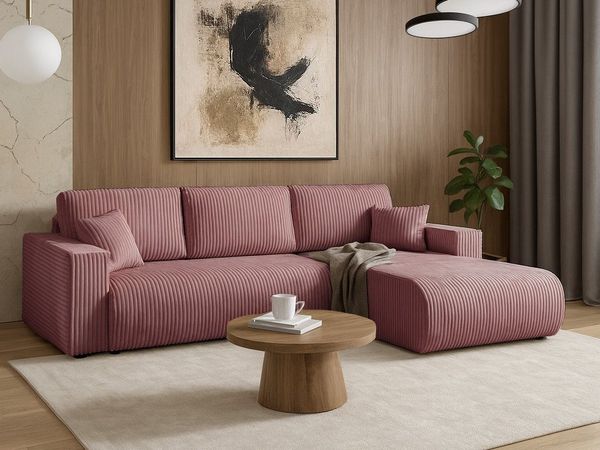 Beautysofa Ecksofa Porto mit universelle Ottomane, mit Bettfunktion und Bettkasten