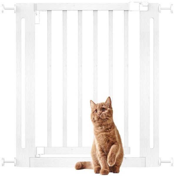 Bettacare Naturholz Elegance Treppenschutzgitter, Weiß, 71cm - 79cm, Druckmontage Sicherheitsgitter, Sicherheitsgitter für Welpen, Hunde und Haustiere, Einfache Installation