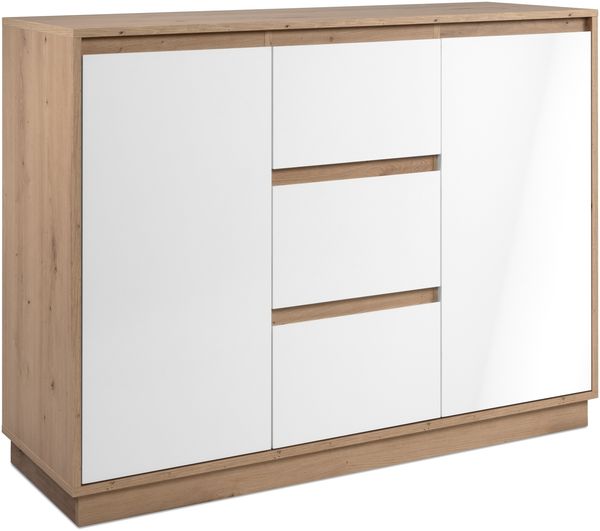 Sideboard >Lindenau< in Dekor Artisan Eiche/weiß hochglanz - 116,3x88x40 (BxHxT)