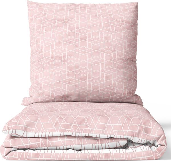 Leonado Vicenti Bettwäsche Baumwolle fein gewebt, Renforcé, 2 teilig, modernes Rauten Design in Rosa Weiß