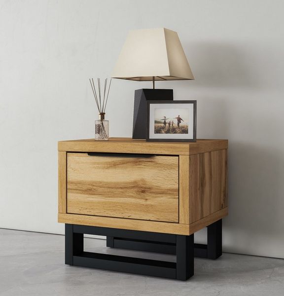 Home affaire Nachtkommode Bronne, Breite 55 cm, Nachttisch mit 1 Schublade, Moderner Nachtschrank, Metallgriff, Füße in Kufenform