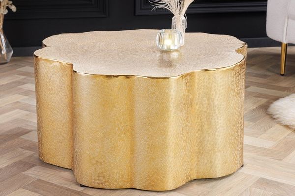 riess-ambiente Couchtisch ORGANIC ORIENT 75cm gold (Einzelartikel, 1-St), Wohnzimmer · Metall · rund · Handarbeit · Hammerschlag Design