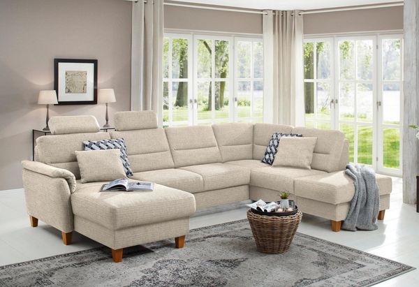 Home affaire Wohnlandschaft Palmera U-Form, Federkern, wahlweise mit Bettfunktion und mit/ohne Stauraum