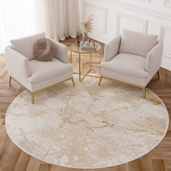 Tapiso Designteppich CRYSTAL, rund, Höhe: 8 mm, Kurzflor Schimmereffekt, pflegeleicht, allergikergeeignet