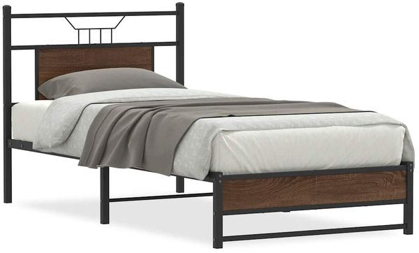 Einzelbettgestell Design für Erwachsene ohne Matratze Braun Eiche 90x190 cm Holzwerkstoff d4190e