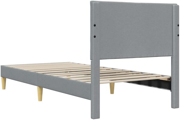 vidaXL Bettrahmen mit Kopfteil Hellgrau 90 x 200 cm Stoff 42027558 Bild 6