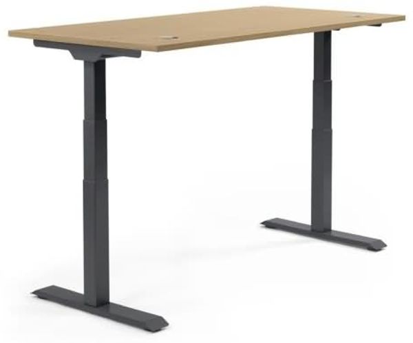 Soennecken Schreibtisch 1800x605-1255x800mm Platte Eiche hell Gestell