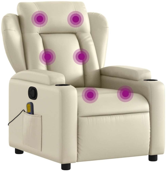 vidaXL Massagesessel mit Relaxfunktion, Kunstleder, Creme 3206021