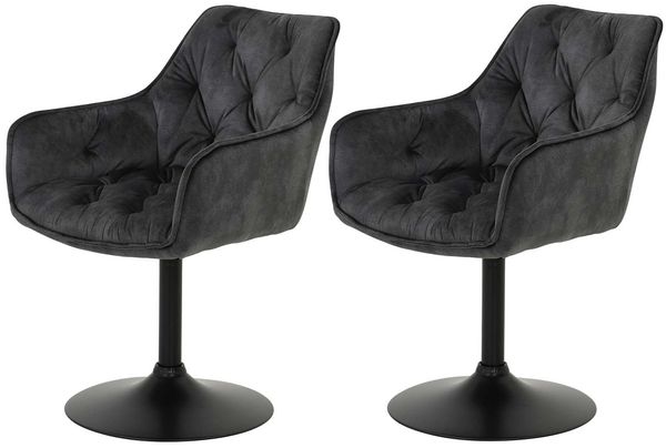2er Set Stuhl Birte - Samtvelour Vintage Anthrazit