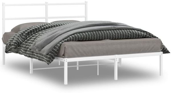 vidaXL Bettgestell mit Kopfteil Metall Weiß 135x190 cm 355413