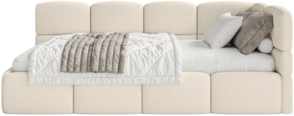 Selsey 'Cloudy' Jugendbett rechts, Bouclé Hellbeige, 90x200 cm