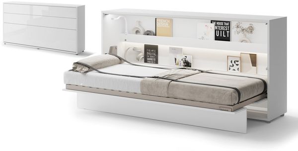 Compleo Schrankbett Horizontal Wandklappbett Lenart Bed Concept Schrankklappbett (mit LED)